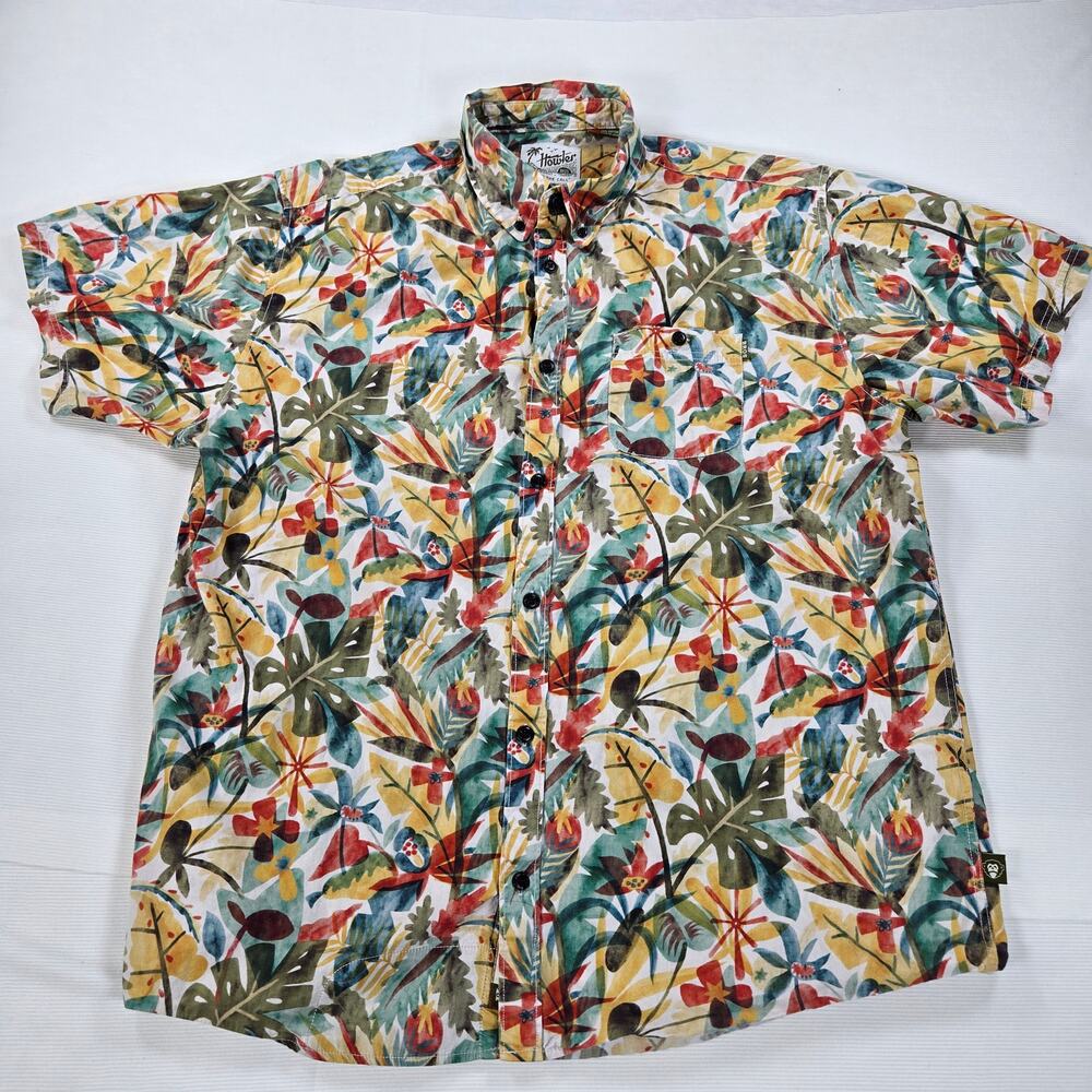 Howler Bros Tropical Floral Short Sleeve Button Up Shirt Men's‎ Size XL